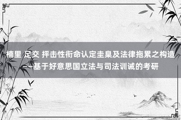 楠里 足交 抨击性衔命认定圭臬及法律拖累之构造——基于好意思国立法与司法训诫的考研