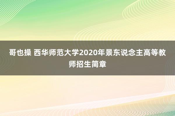 哥也操 西华师范大学2020年景东说念主高等教师招生简章