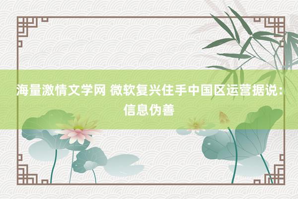 海量激情文学网 微软复兴住手中国区运营据说：信息伪善