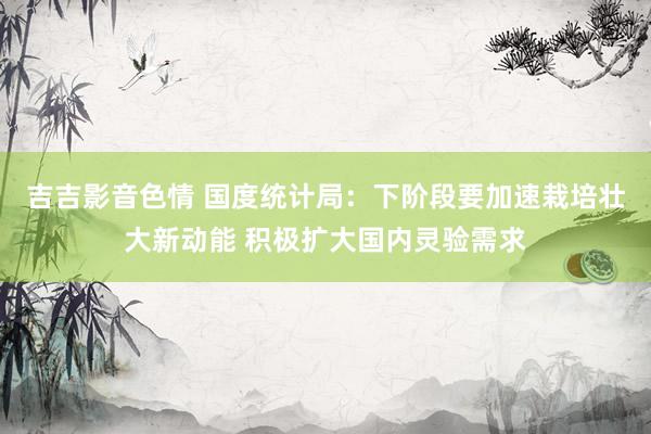 吉吉影音色情 国度统计局：下阶段要加速栽培壮大新动能 积极扩大国内灵验需求