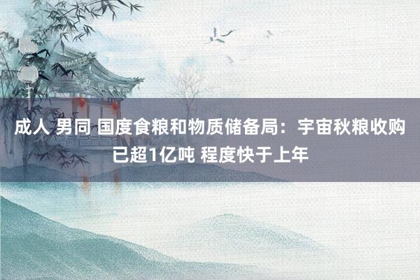 成人 男同 国度食粮和物质储备局：宇宙秋粮收购已超1亿吨 程度快于上年