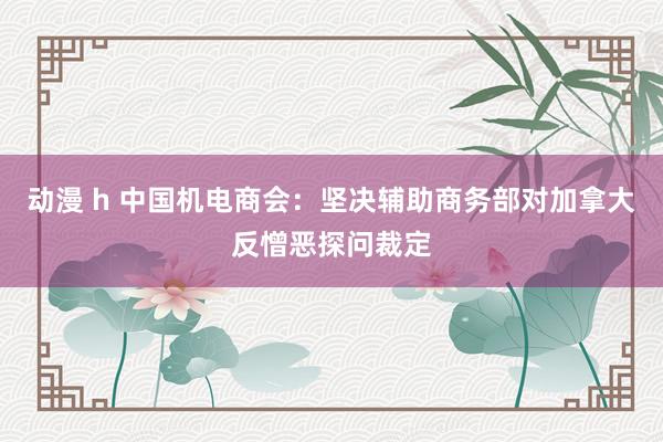 动漫 h 中国机电商会：坚决辅助商务部对加拿大反憎恶探问裁定