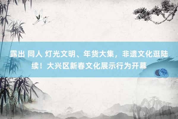 露出 同人 灯光文明、年货大集，非遗文化逛陆续！大兴区新春文化展示行为开幕
